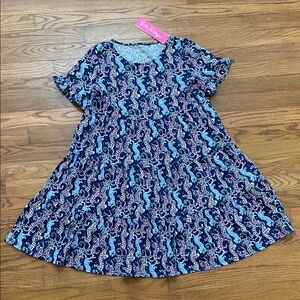 Lilly Pulitzer girls Mini Jodee dress XL Oyster Bay Navy On the Catwalk NWT